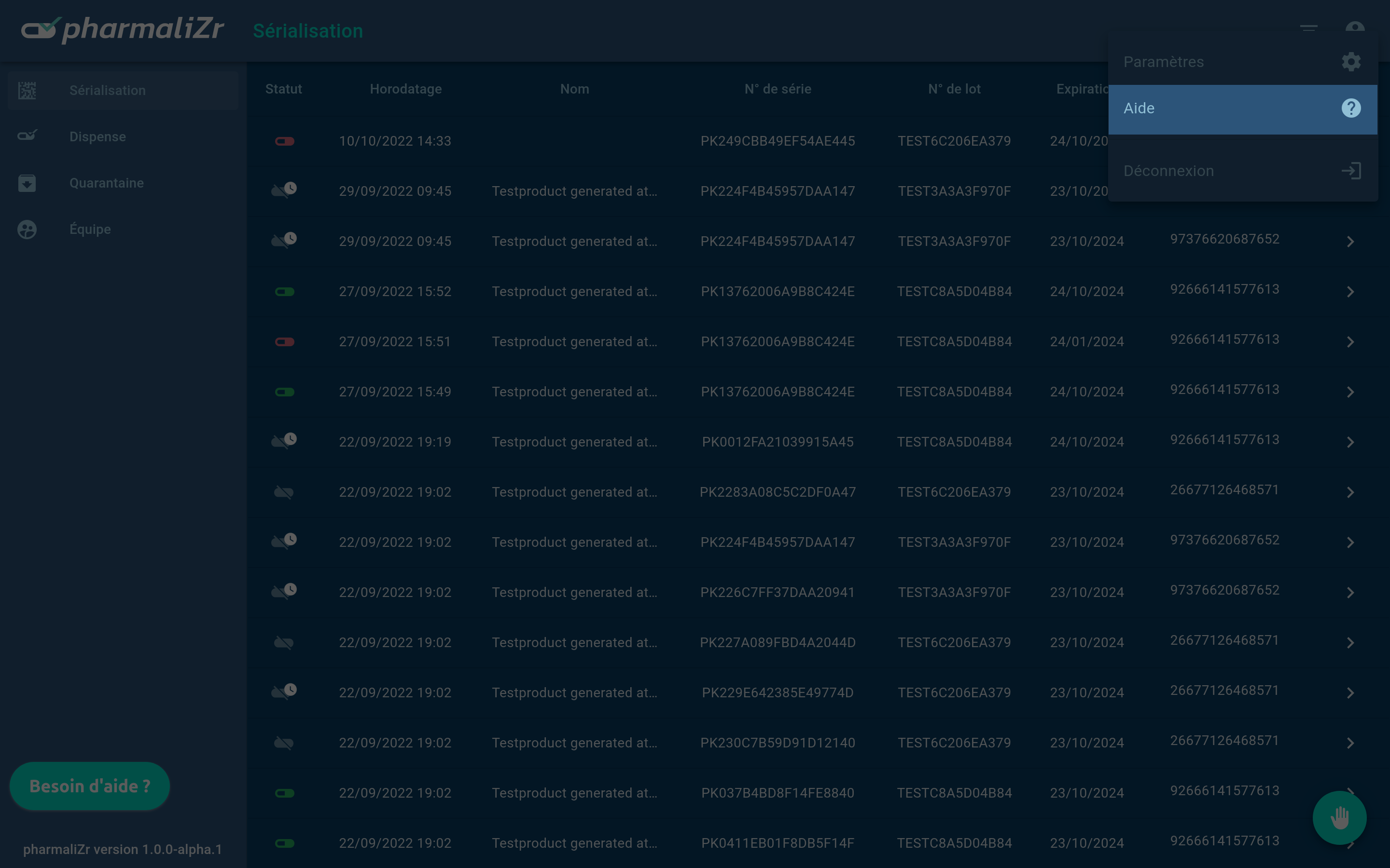 Aide en ligne du logiciel de sérialisation Aide en ligne du logiciel de sérialisation